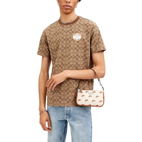 New Coach CJ657 Nolita 19 With Rainbow Print Wristlet Clutch Chalk Multi - Picture 4 of 5